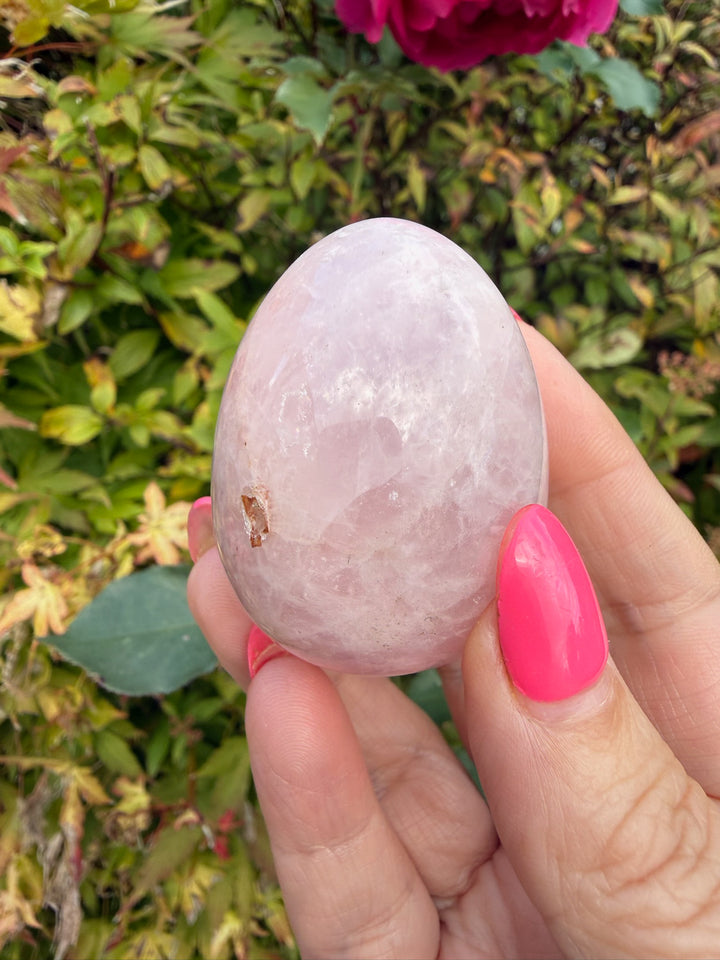 Rose Quartz Crystal Egg – Polished Pink Gemstone Carving from Brazil