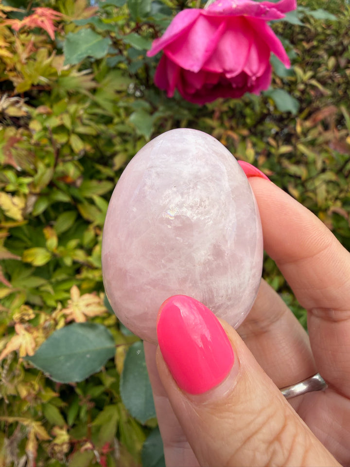 Rose Quartz Crystal Egg – Polished Pink Gemstone Carving from Brazil