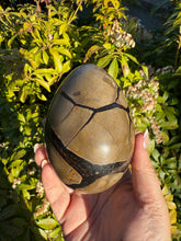 Load image into Gallery viewer, Large Black Septarian Egg Carving
