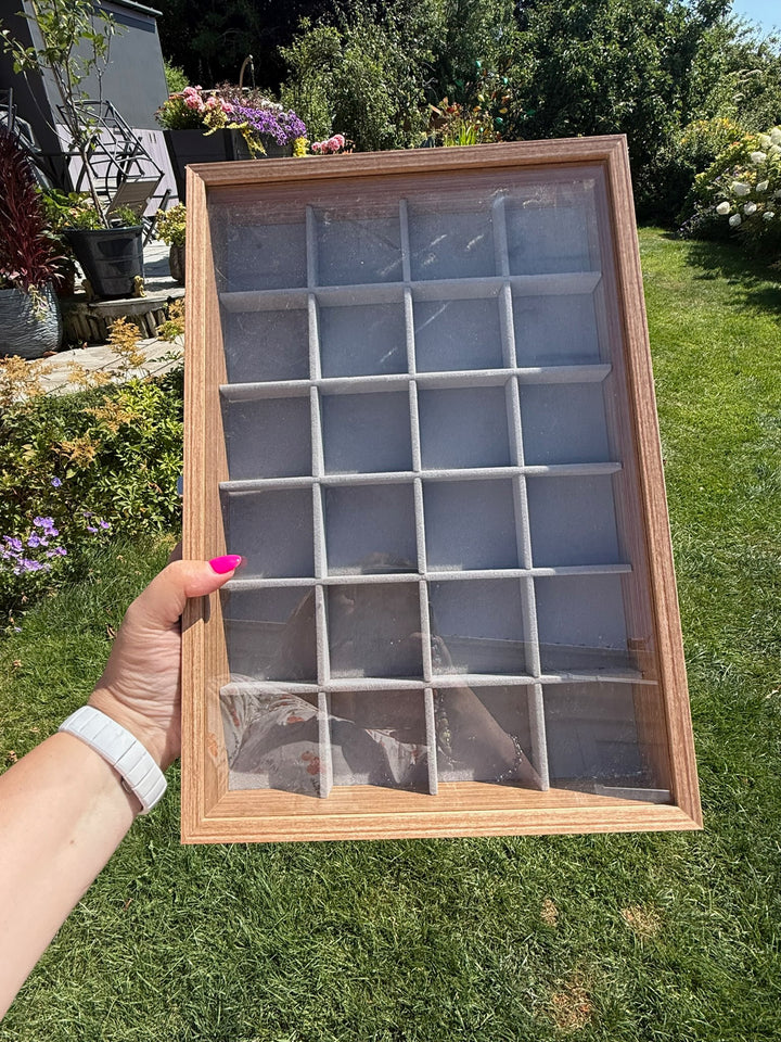 Mineral Display Crystal Case with 24 Compartments