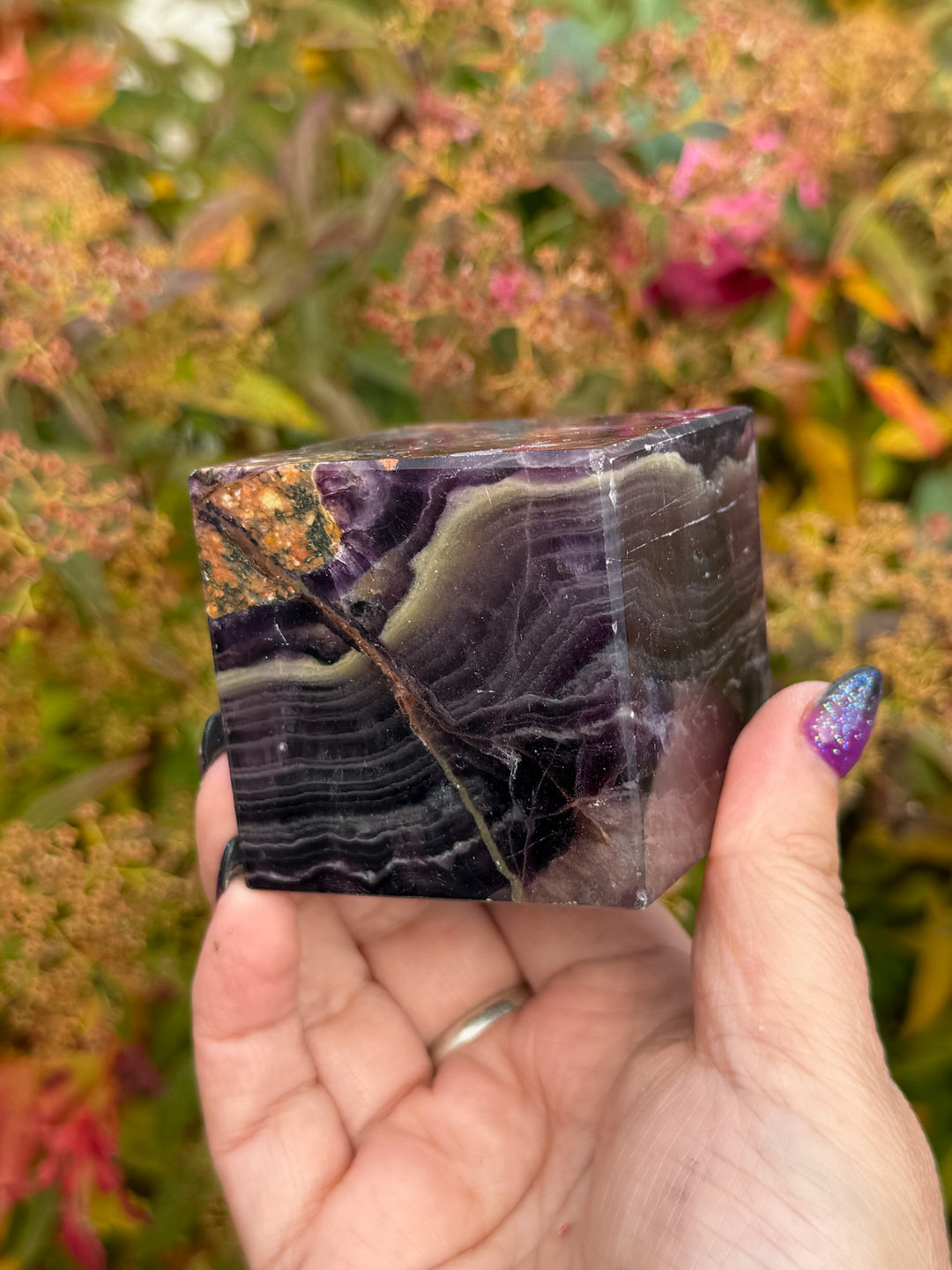 Purple Fluorite Floating Cube
