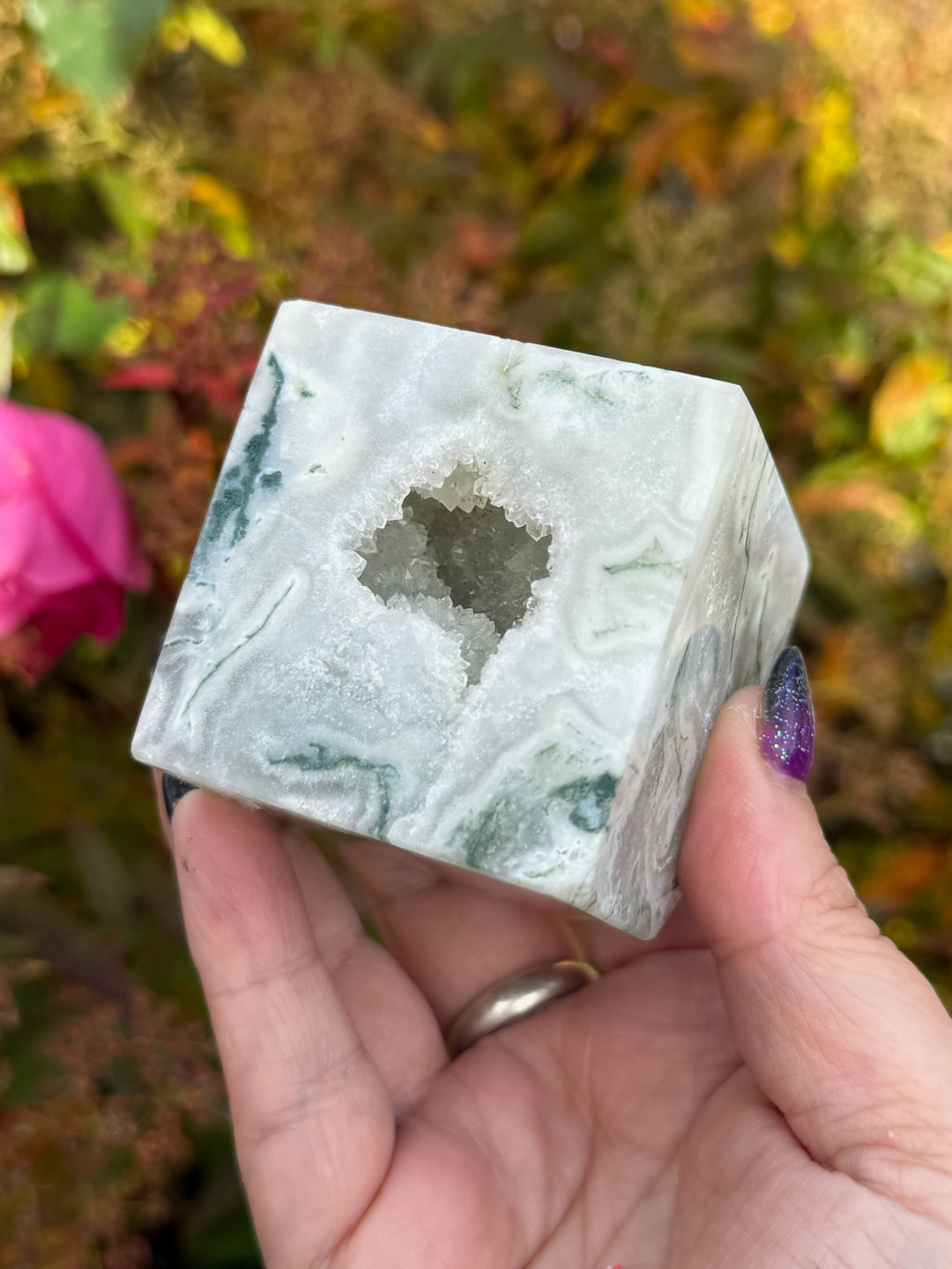 Moss Agate Cube
