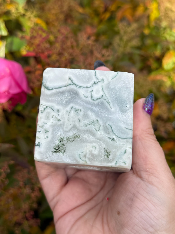 Moss Agate Cube