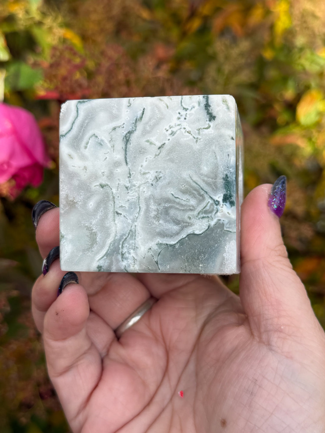 Moss Agate Cube