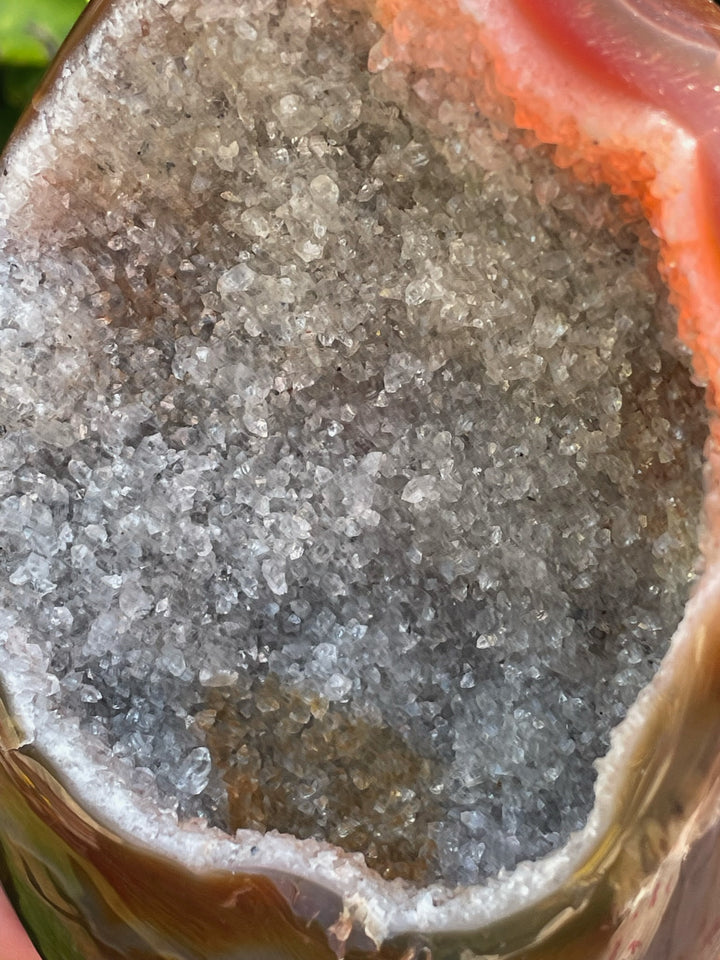 Carnelian and Druzy Quartz Geode Freeform
