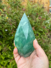 Load image into Gallery viewer, Large Green Fluorite Flame Freeform Carving
