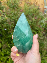Load image into Gallery viewer, Large Green Fluorite Flame Freeform Carving
