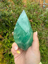 Load image into Gallery viewer, Large Green Fluorite Flame Freeform Carving
