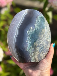 Rare Large Amethyst and Moss Agate Freeform