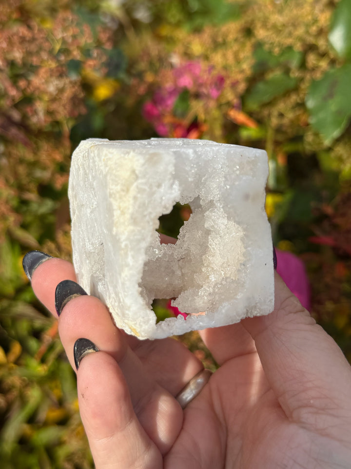 Rustic Snow Quartz Cube Carving