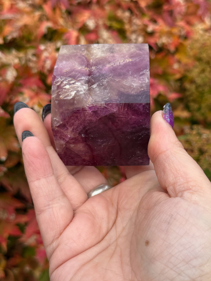 High Quality Pink Fluorite Floating Cube