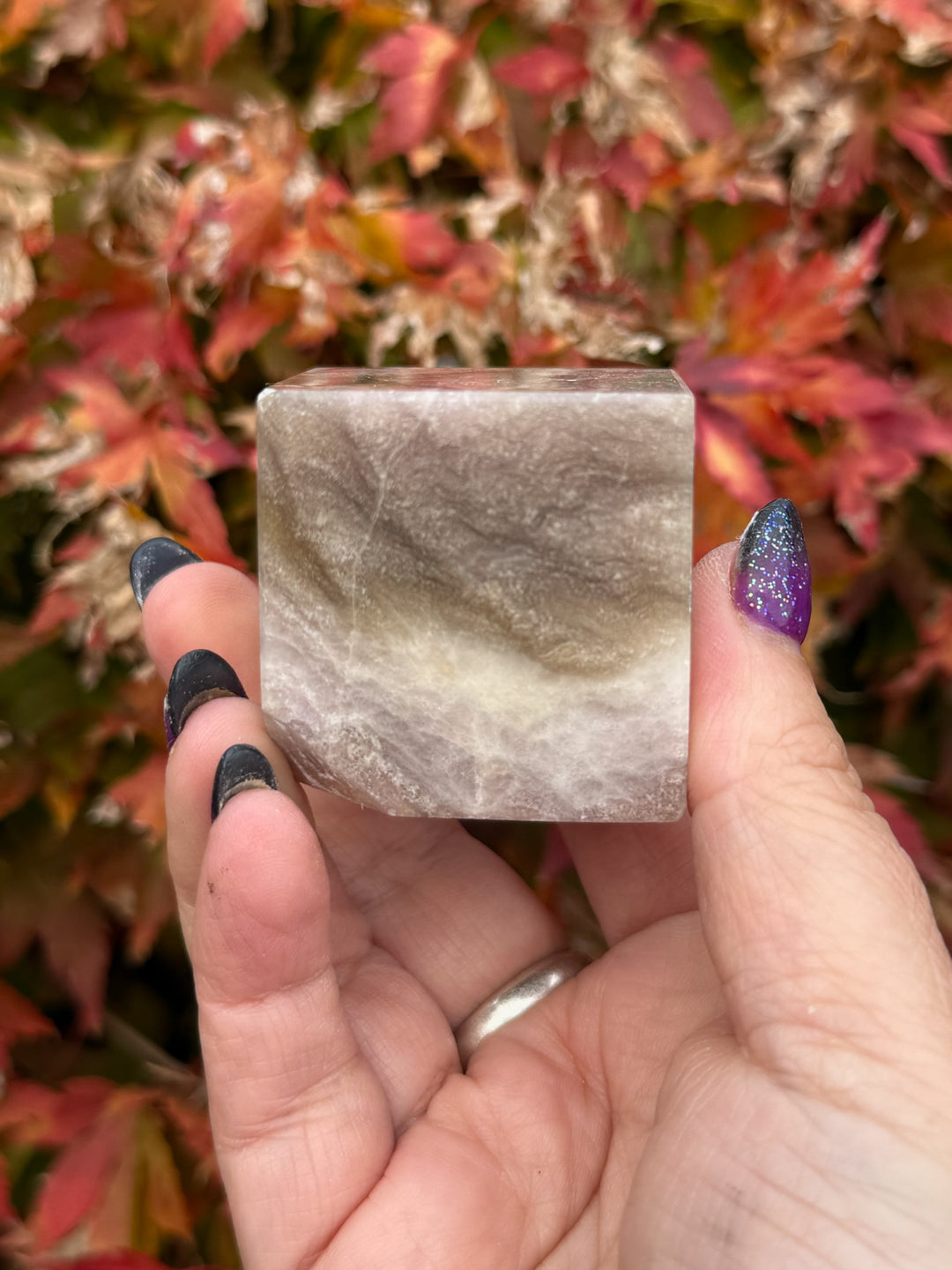 Silky Fluorite Floating Cube Carving