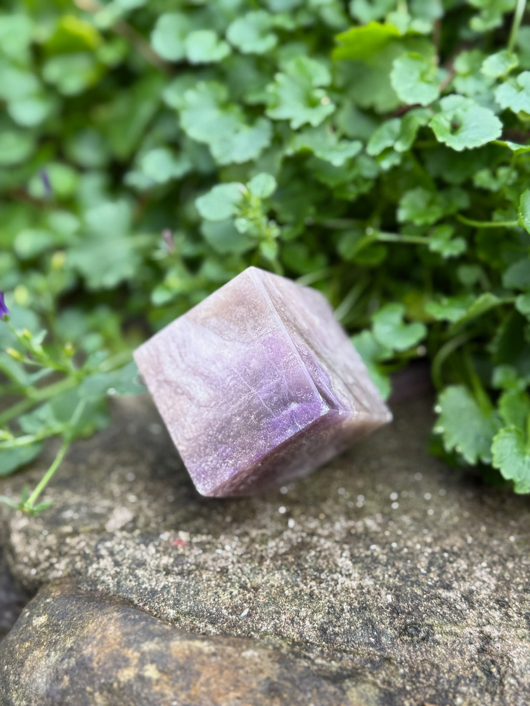 Silky Fluorite Floating Cube Carving