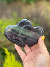 Load image into Gallery viewer, Double Rainbow Fluorite Heart Carving
