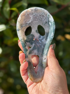 Moss Agate Scream Mask Carving