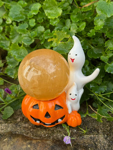 Pumpkin and Ghost Sphere Stand Holder