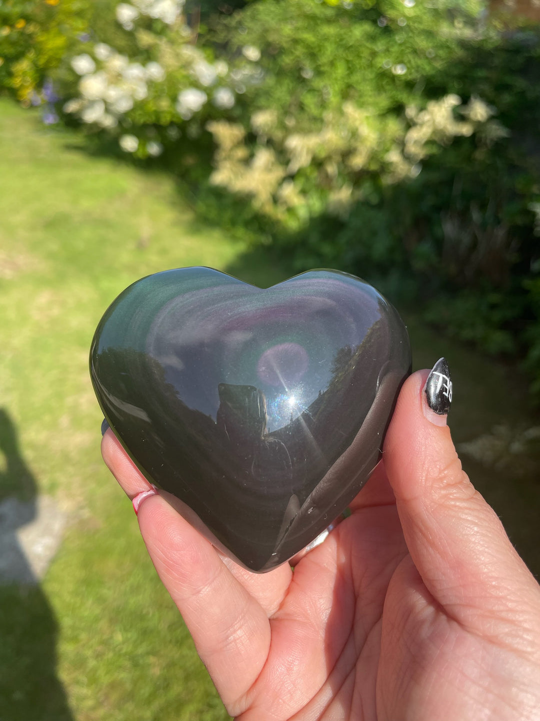 Rainbow Obsidian Polished Heart Carving