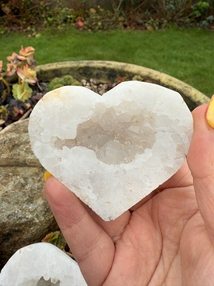 Druzy Quartz Heart Carving with Stand