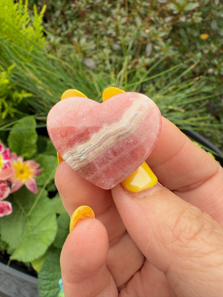 Rhodochrosite Cabachon Heart Carving Flat Back