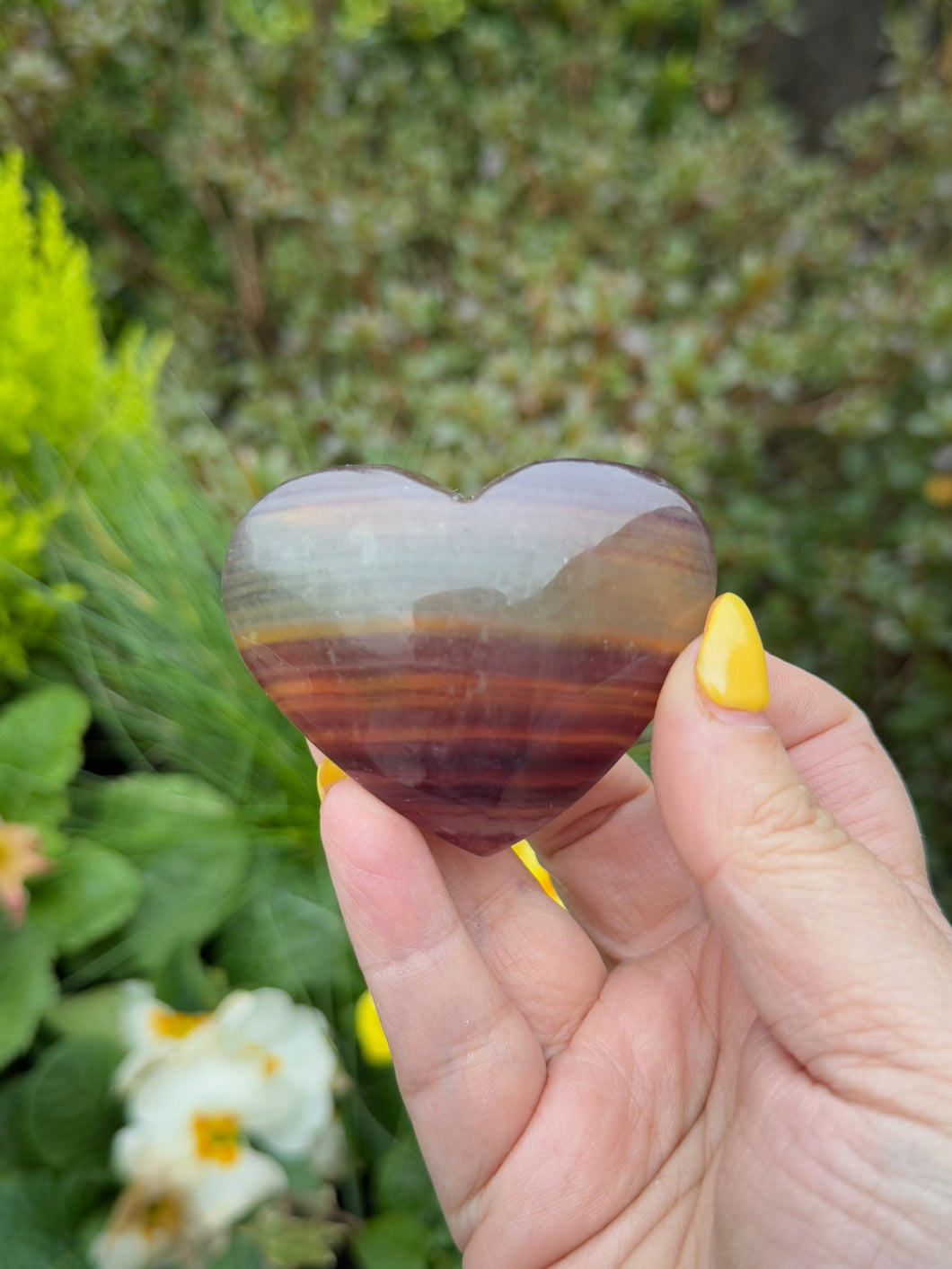 Rainbow Fluorite Heart Carving