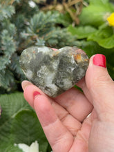 Load image into Gallery viewer, Green Tourmaline Mica and Quartz Heart Carving

