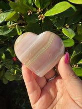 Load image into Gallery viewer, Pink Banded Calcite Heart Carving
