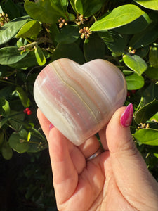 Pink Banded Calcite Heart Carving
