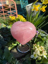 Load image into Gallery viewer, Rose Quartz Heart Carving On Stand
