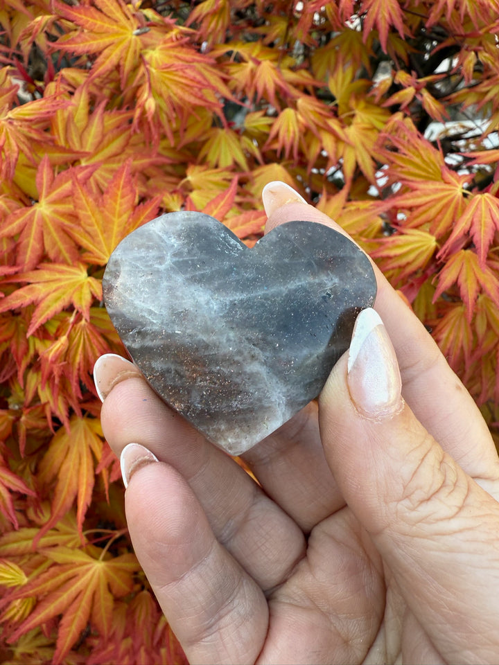 Black Moonstone and Sunstone Heart