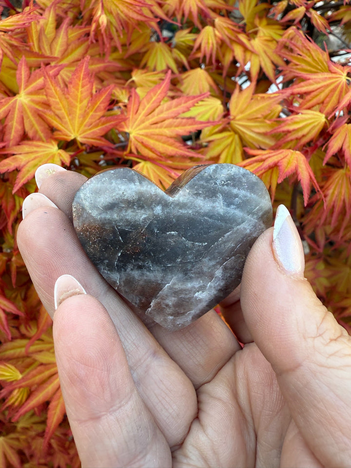 Black Moonstone and Sunstone Heart