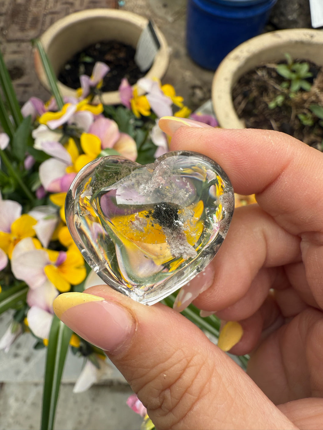Garden Quartz Lodolite Heart Carving