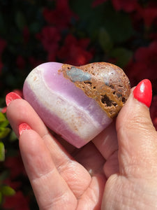 Uv Reactive Pink Aragonite Heart Carving