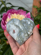 Load image into Gallery viewer, Druzy Moss Agate Heart Carving
