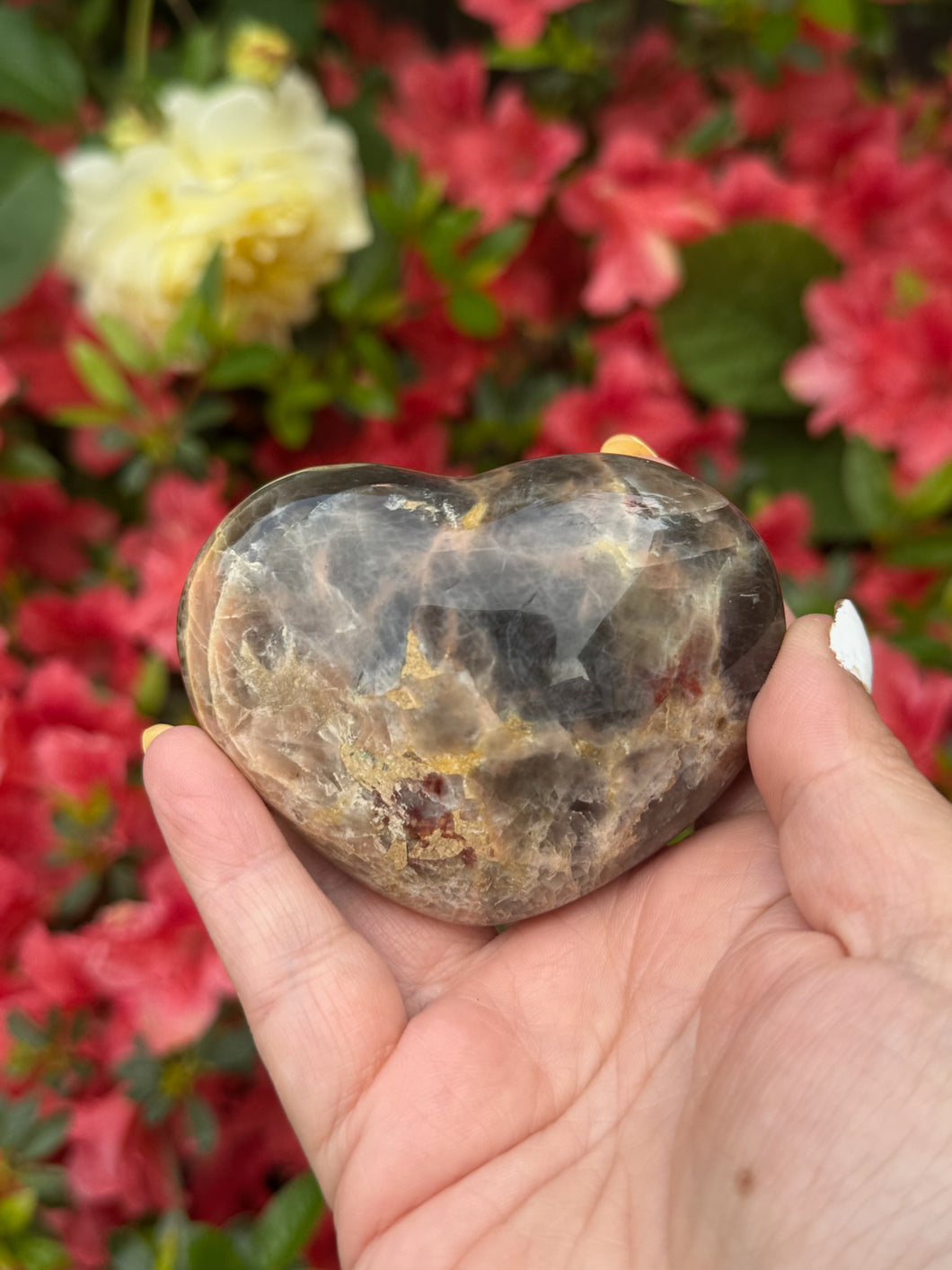 Black Moonstone Heart Carving