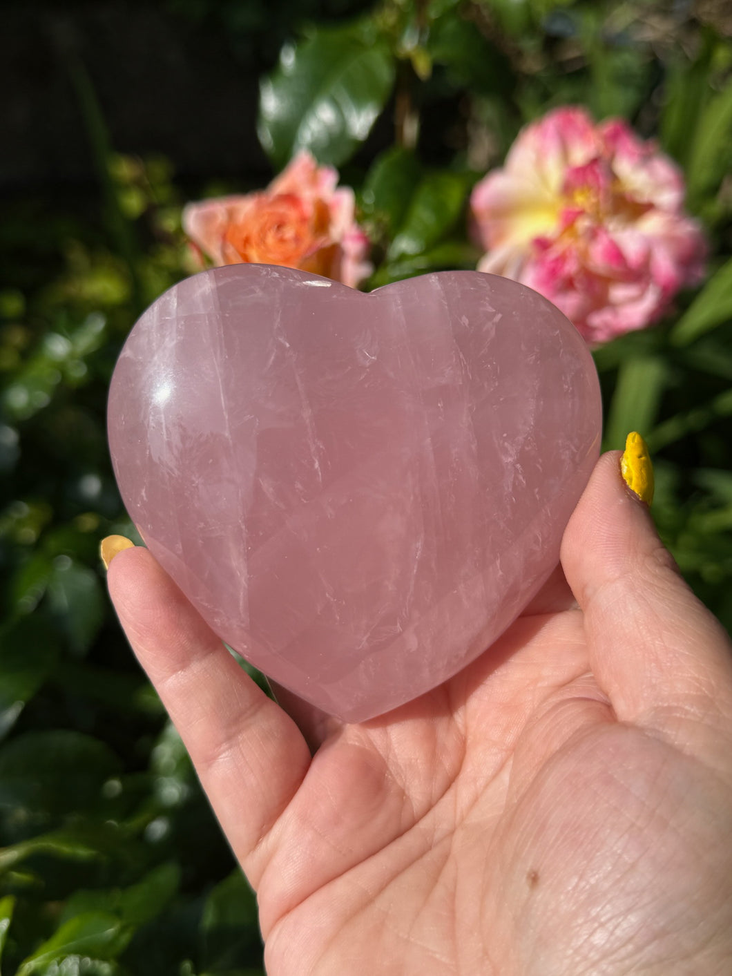 Gemmy Rose Quartz Heart Carving with Stand