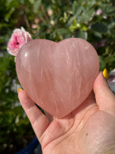 Load image into Gallery viewer, Large Rose Quartz Heart Carving with Black Stand
