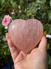 Load image into Gallery viewer, Large Rose Quartz Heart Carving with Black Stand
