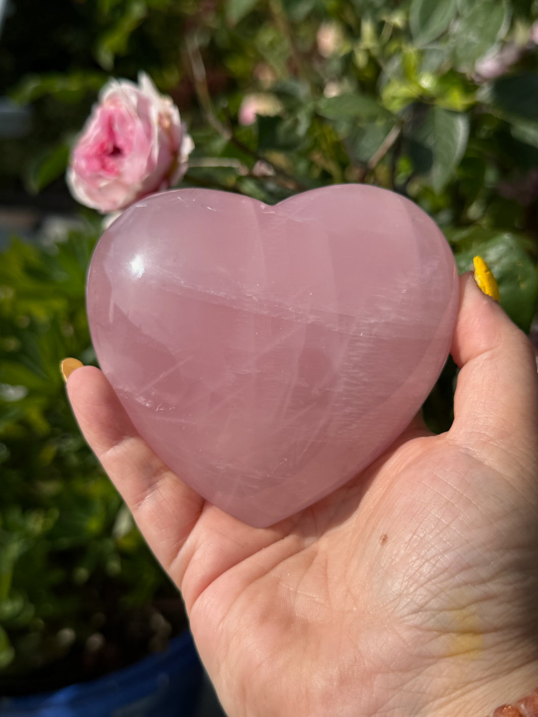 Gemmy Rose Quartz Heart Carving with Stand
