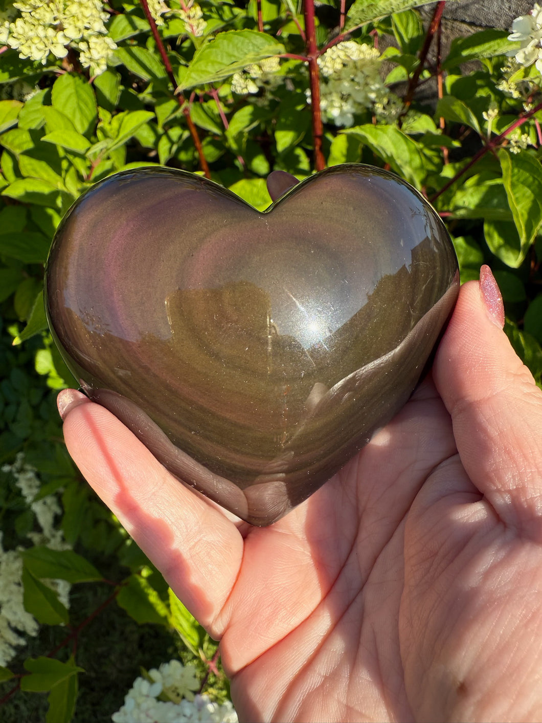 Rainbow Obsidian Heart Carving