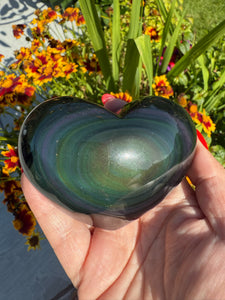 Rainbow Obsidian Heart Carving
