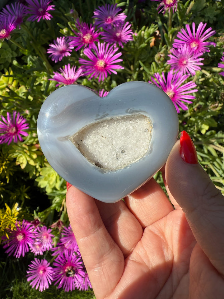 Druzy Agate Heart Carving