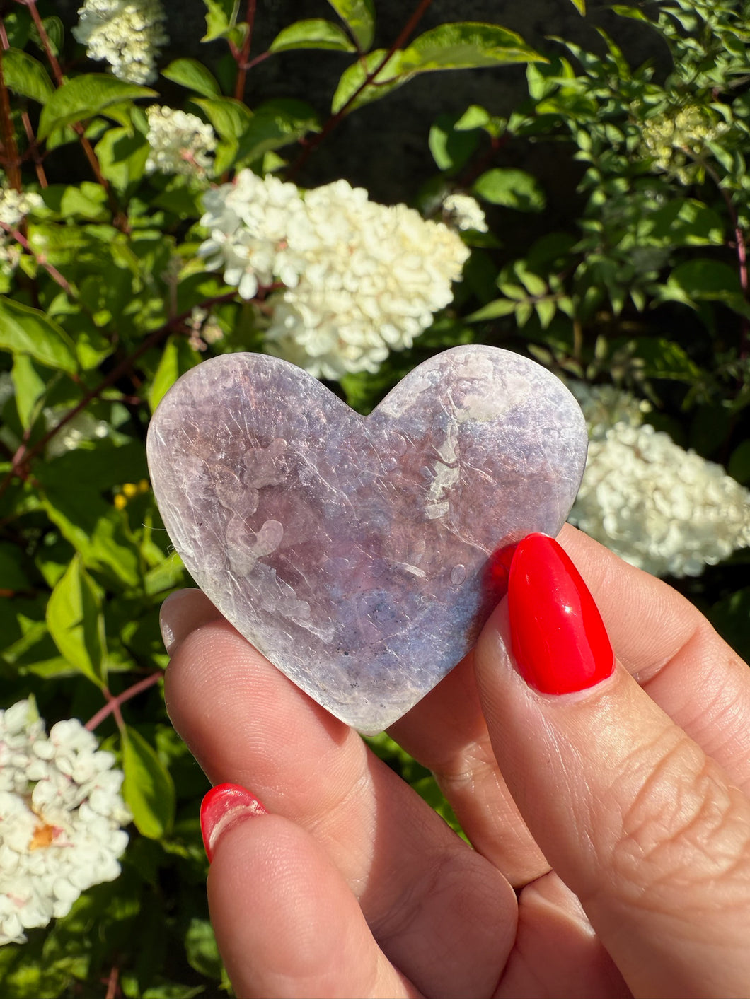 Purple Lepidolite Mica Heart Carving