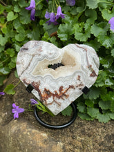 Load image into Gallery viewer, Druzy Crazy Lace Agate Heart with Stand
