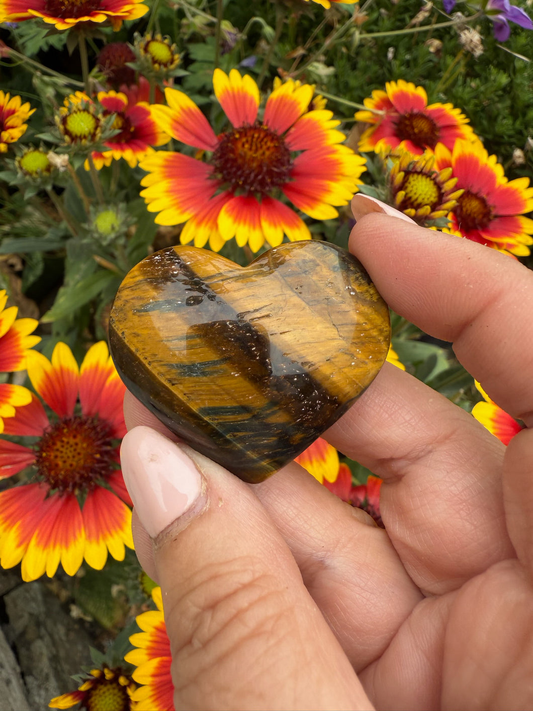 Tiger Eye Heart Heart Carving