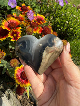Load image into Gallery viewer, UV Reactive Volcano Agate Heart Carving
