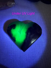Load image into Gallery viewer, UV Reactive Volcano Agate Heart Carving
