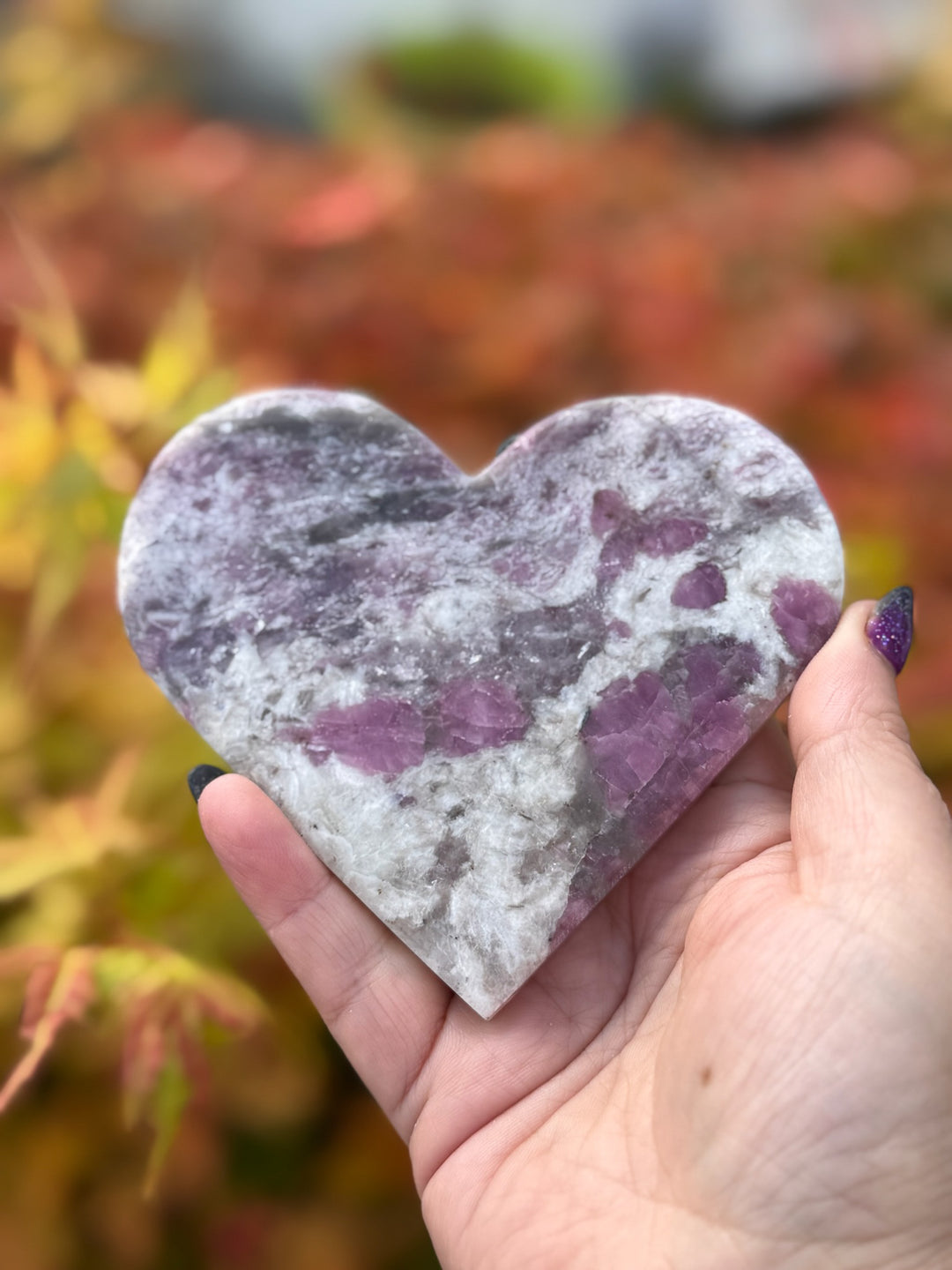 Large Tourmaline in Albite Heart Carving with Stand