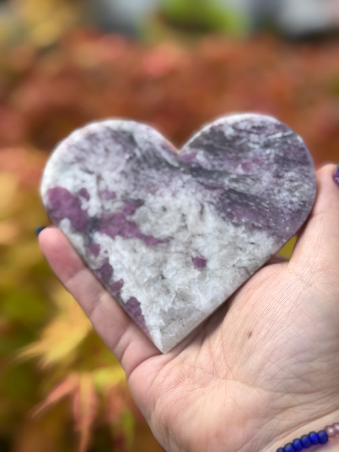 Large Tourmaline in Albite Heart Carving with Stand