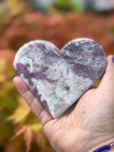 Load image into Gallery viewer, Large Tourmaline in Albite Heart Carving with Stand
