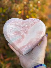 Load image into Gallery viewer, Large Pink Opal Heart Carving with Stand

